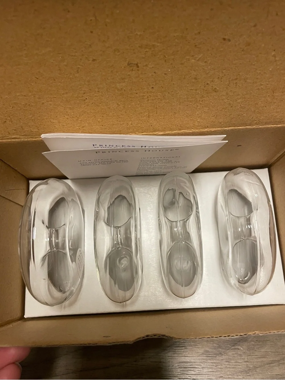 Vintage Princess House Clear Set of 4 Crystal Floating Flower Rings - New in Box